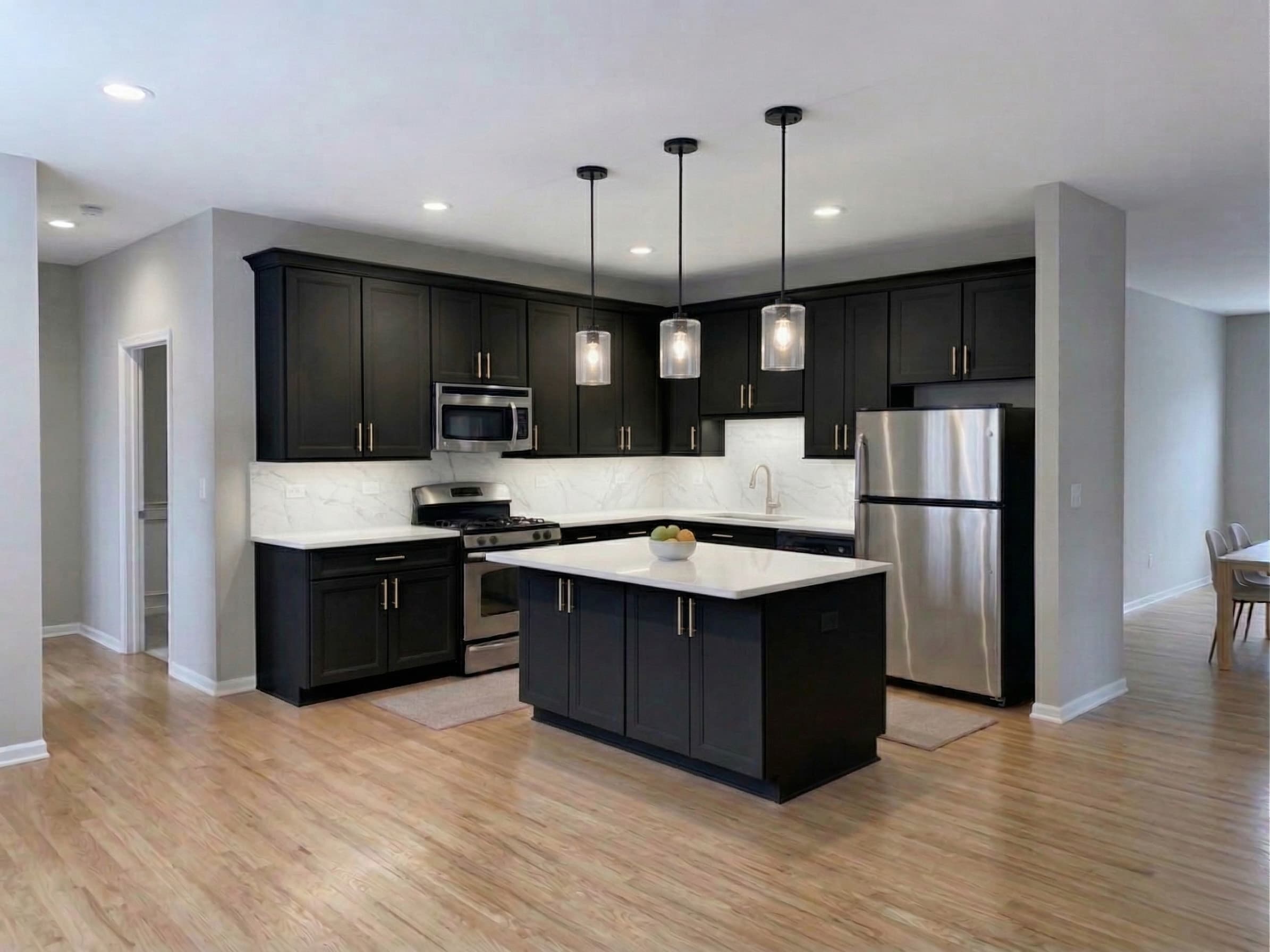 Black cabinet finish — Satin black · Gold hardware