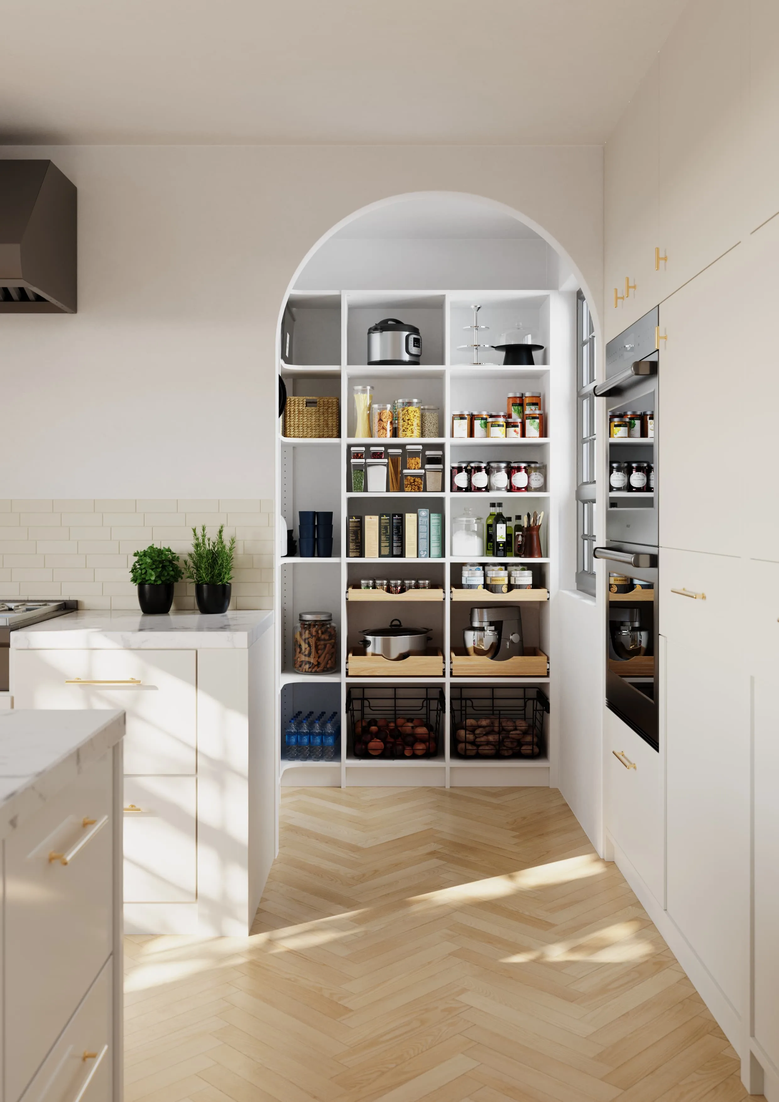 Walk-In Pantry, Arched Entry