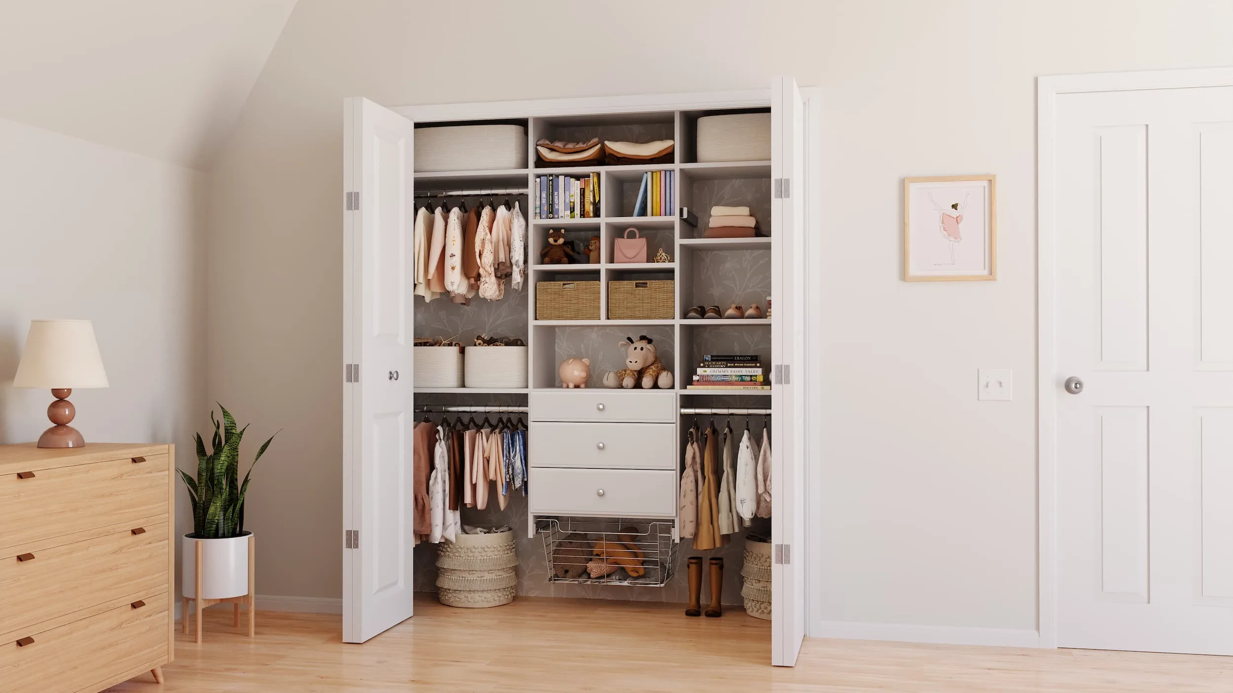 Kid's Closet, Bifold Doors Open