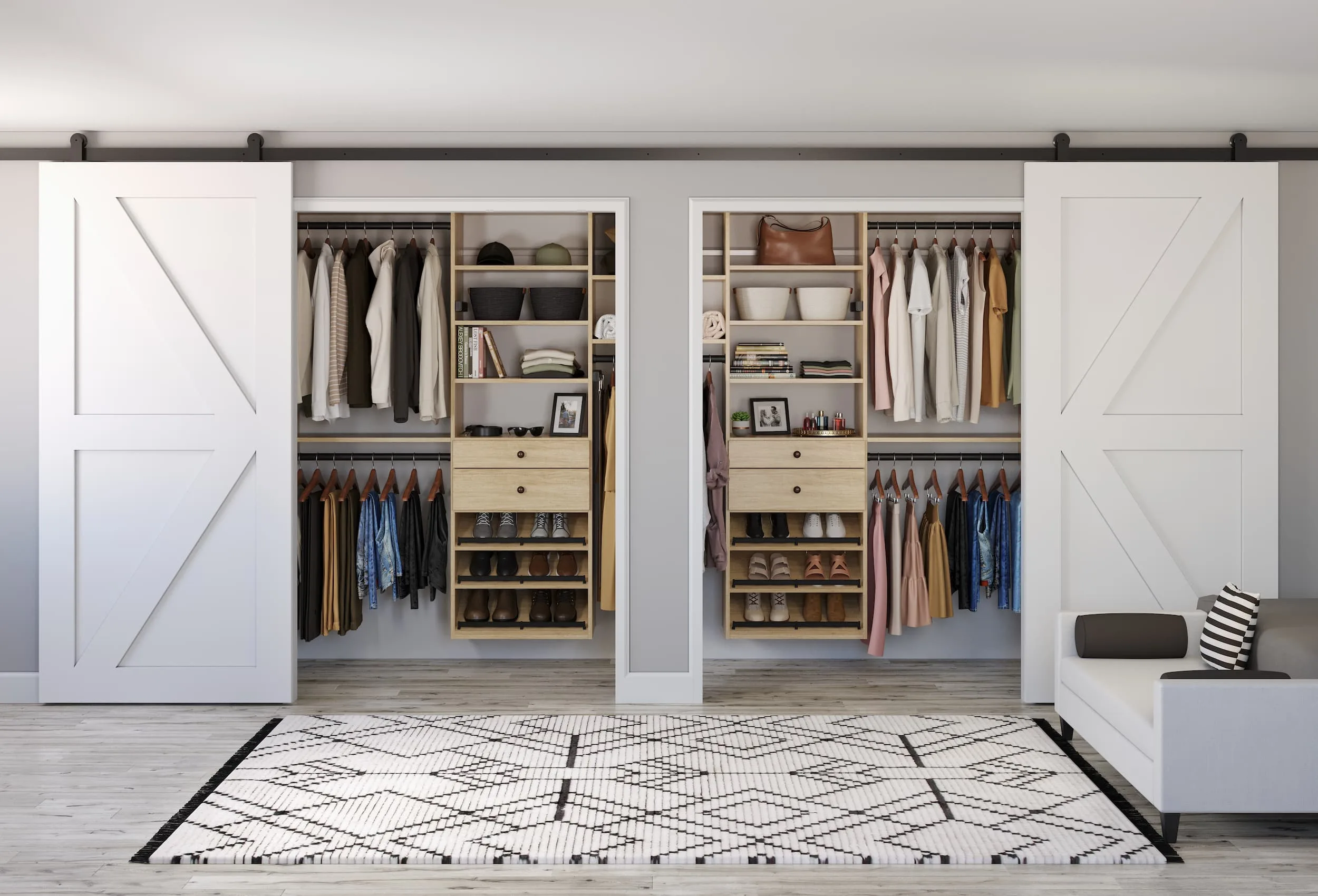 His-and-Hers with Barn Doors